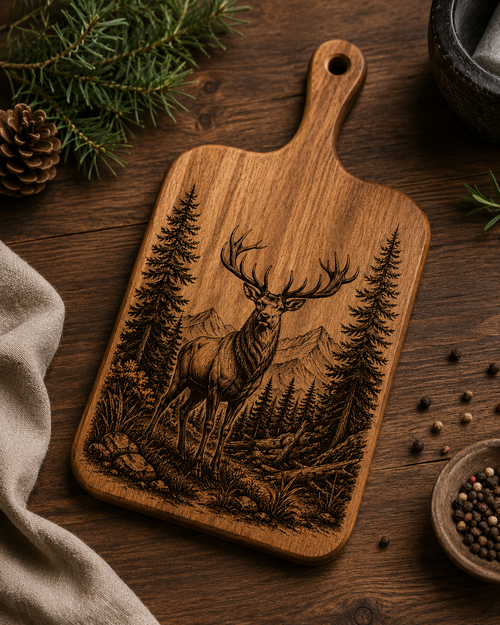 The Stag | Custom Engraved Wooden Cutting Board
