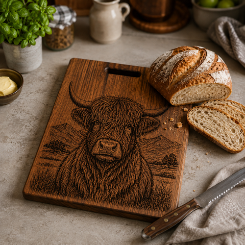 The Highland Cow | Custom Engraved Wooden Cutting Board