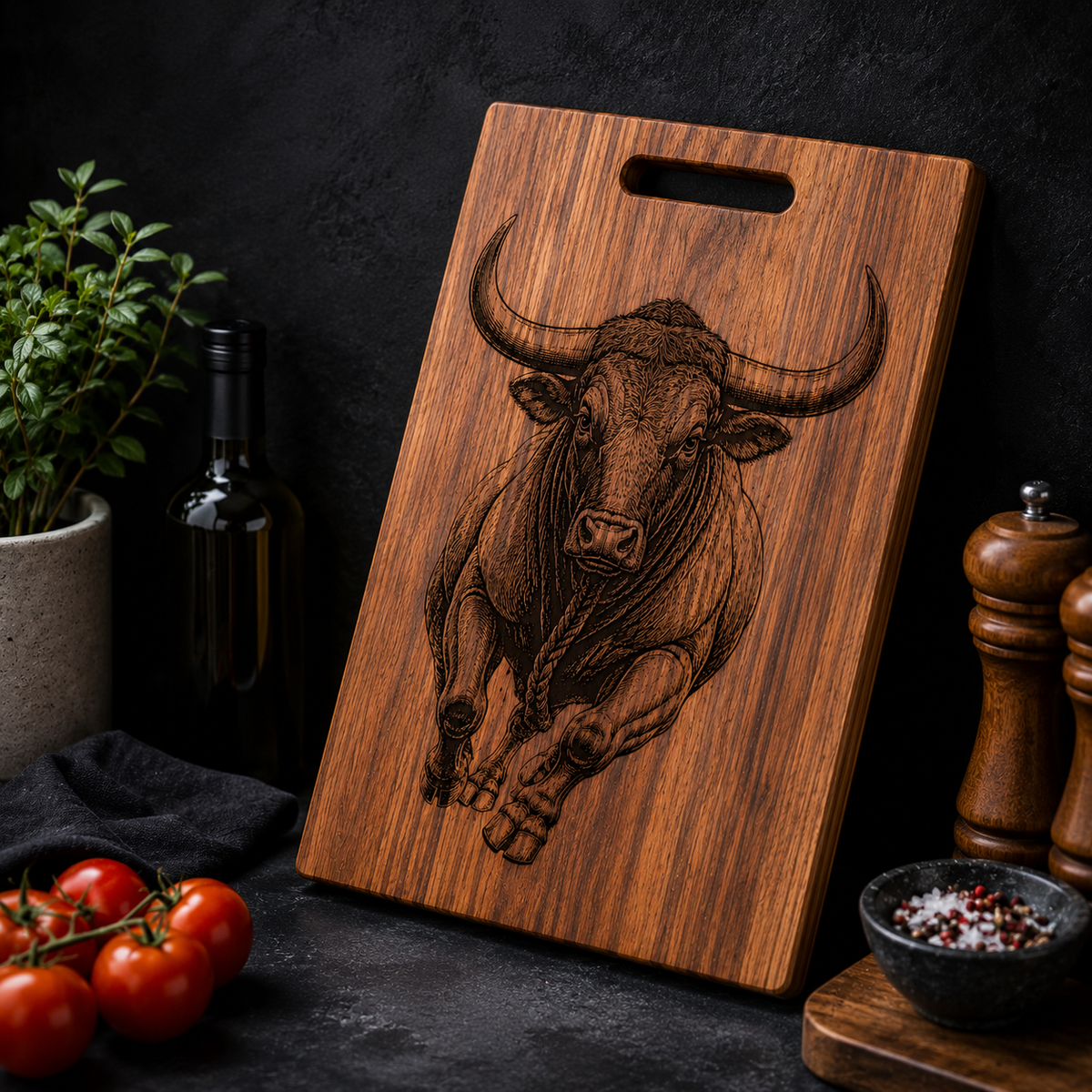 The Bull | Custom Engraved Wooden Cutting Board