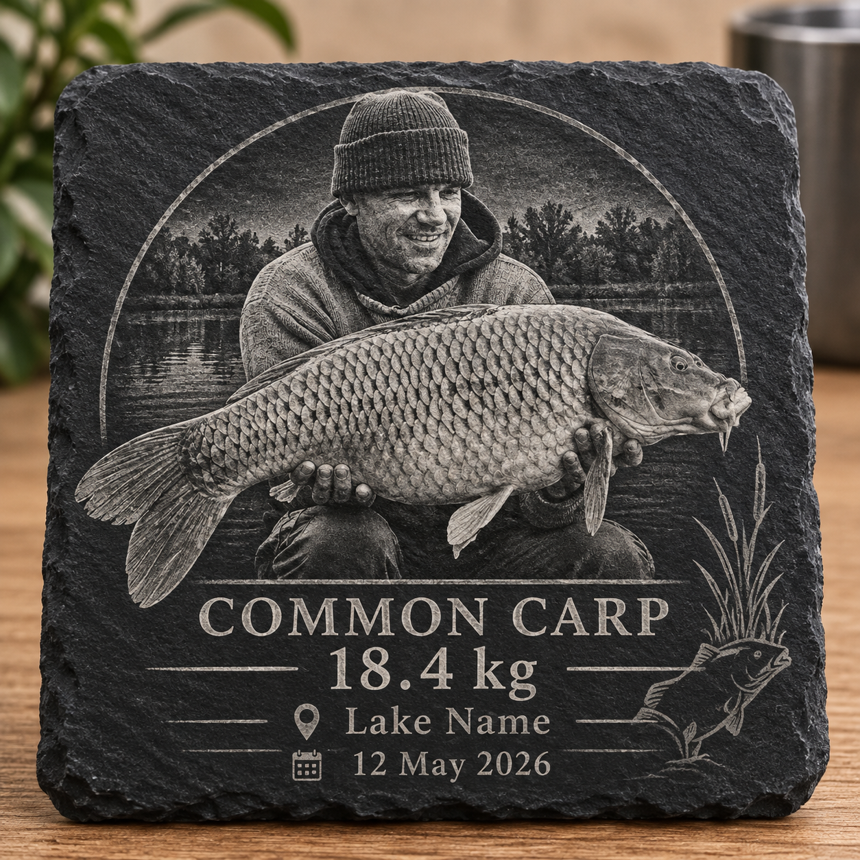 Personalized fishing catch coasters
